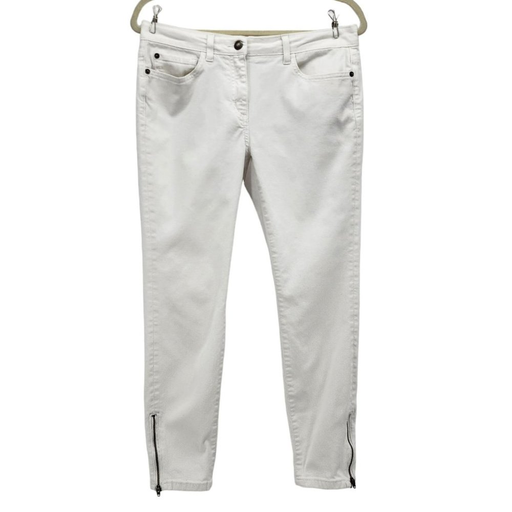 Boden Zipper Ankle White Denim Skinny Jeans Womens 8